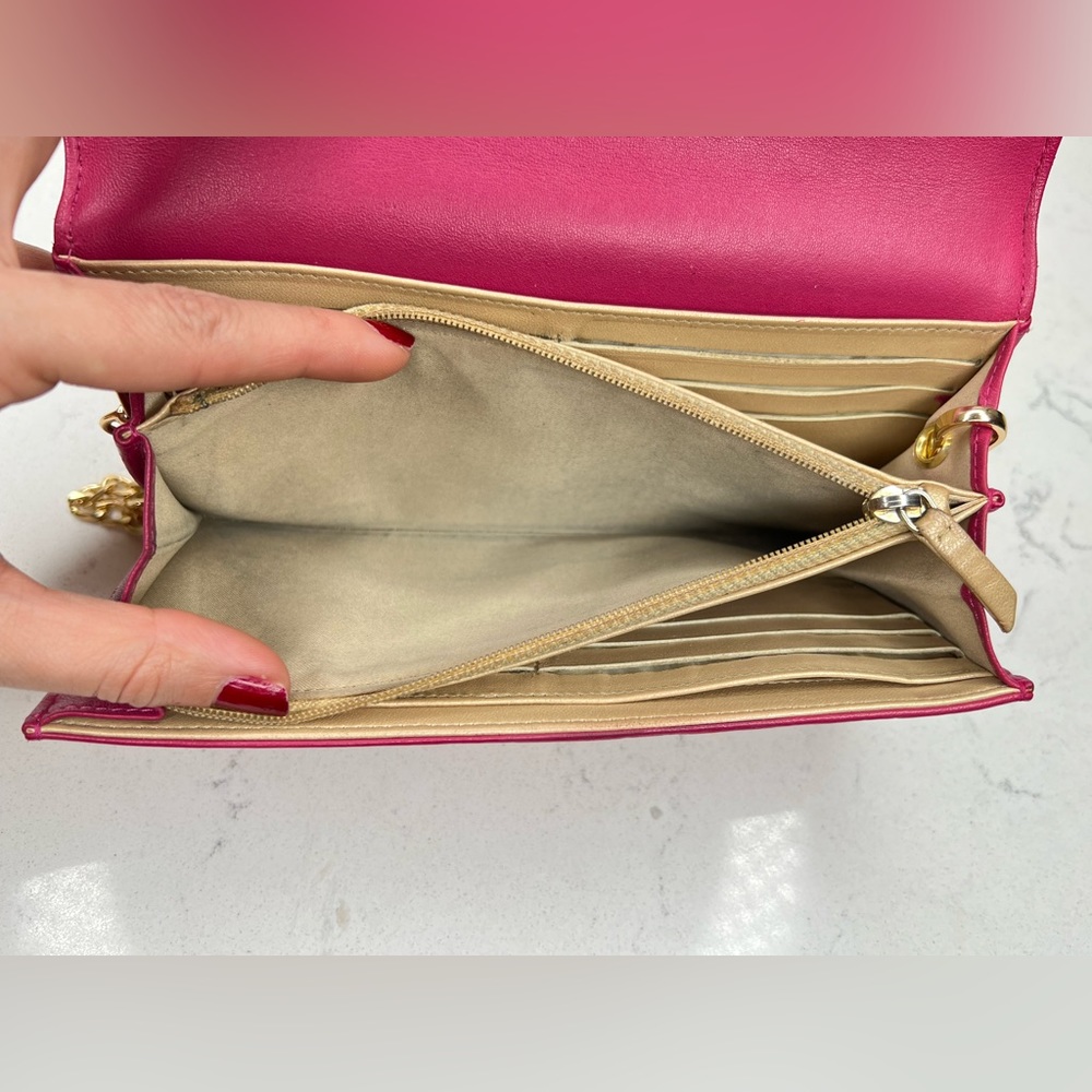 💯 AUTHENTIC CHANEL Camellia half flap lambskin pink wallet on chain - Picture 9 of 15